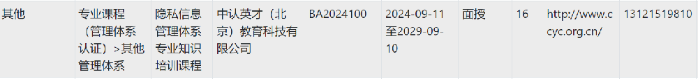 隐私信息管理体系专业知识课程获CCAA批准